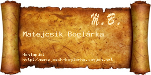 Matejcsik Boglárka névjegykártya